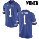 Women's Florida Gators #1 Reggie Nelson NCAA Nike Blue Authentic Stitched College Football Jersey TNK4262QD